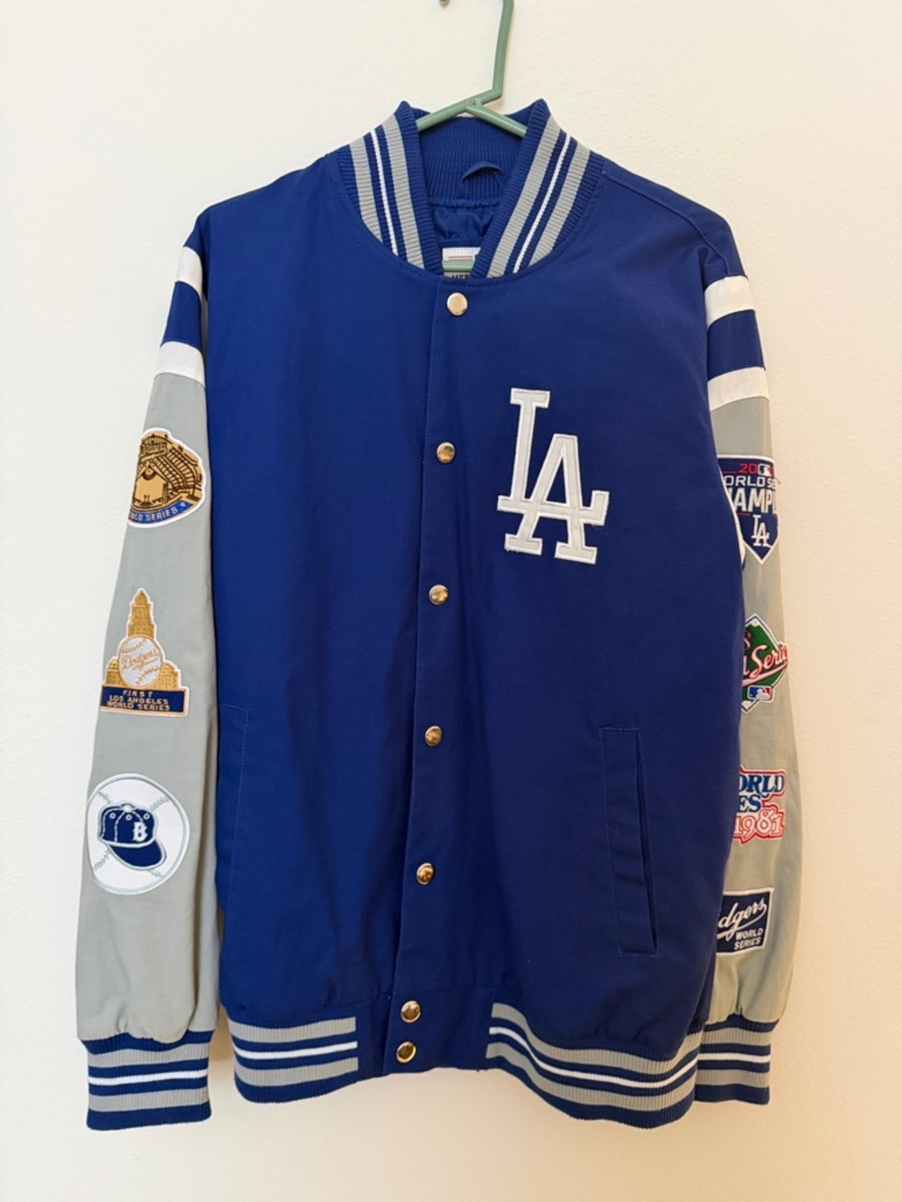 MLB Los Angeles Dodgers Royal Blue & Gray Patch Logo Varsity Jacket